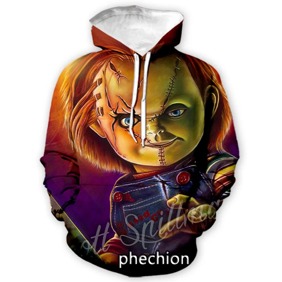 phechion New Fashion Men/Women Horror Chucky 3D Print Long Sleeve Hoodies Casual Hoodies Men Loose Sporting Pullover A28 images - 6