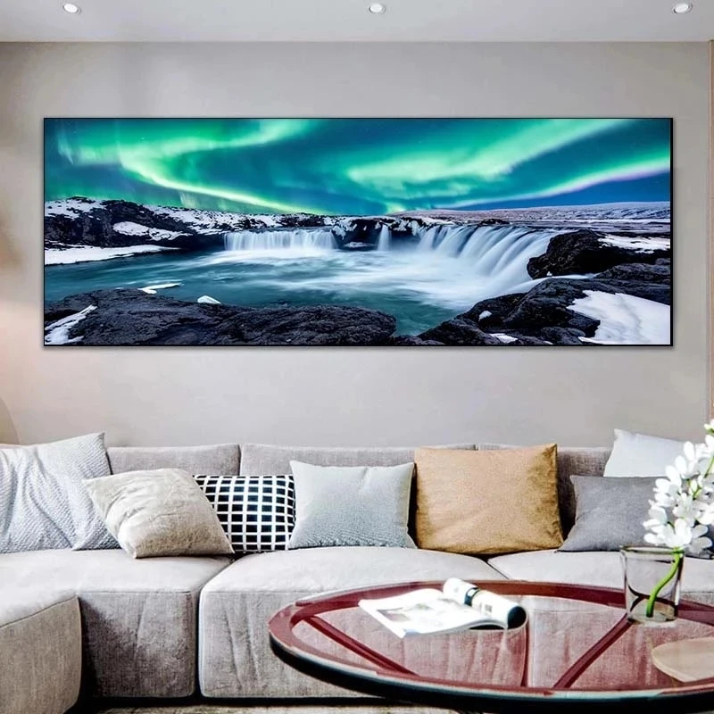

5D Large Embroidery Northern Aurora Lights Waterfall DIY Diamond Mosaic Landscape Full Rhinestones Diamond Painting Home Gift