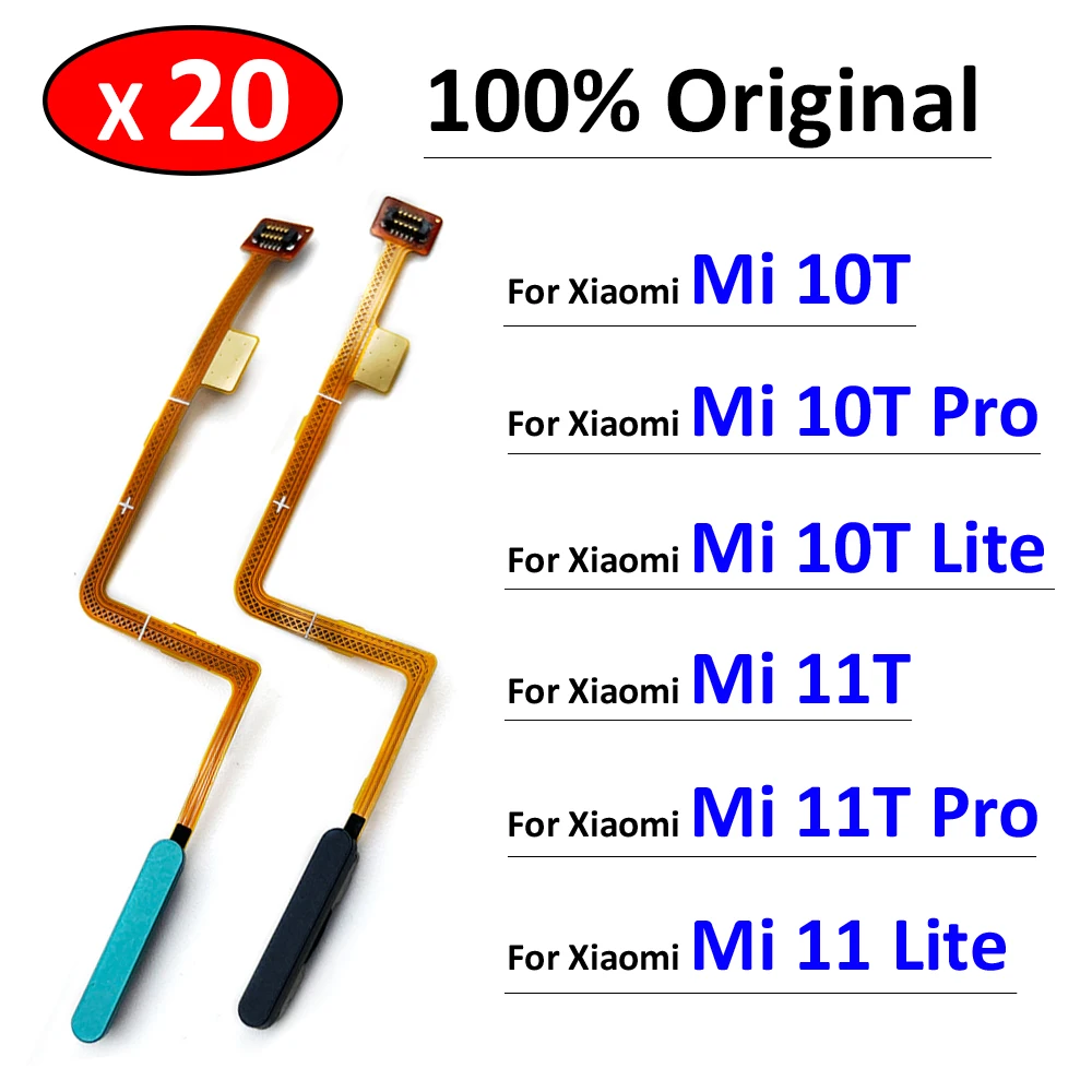 20Pcs/Lot, Original Fingerprint Sensor Home Return Key Menu Button Flex Ribbon Cable For Xiaomi Mi 11T 10T Pro / Mi 11 10T Lite