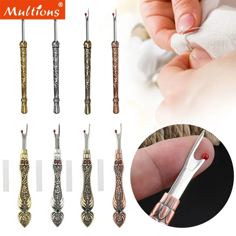 

1Pc Vintage Seam Ripper Alloy Engraved Stitch Thread Unpicker Cutter Clothes Tag Remover Seam Rippers Tools for Sewing Crafting