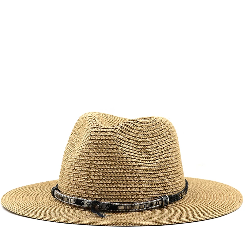 

Новая летняя мужская и женская соломенная ковбойская шляпа в ковбойском стиле, Элегантная Дамская Панк-фирма Sombrero Hombre Cowgirl, пляжная кепка для улицы в стиле джаз