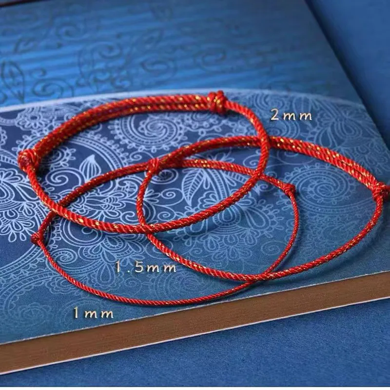 Красный счастливый браслет ручной работы с узлом Золотая шелковая нить