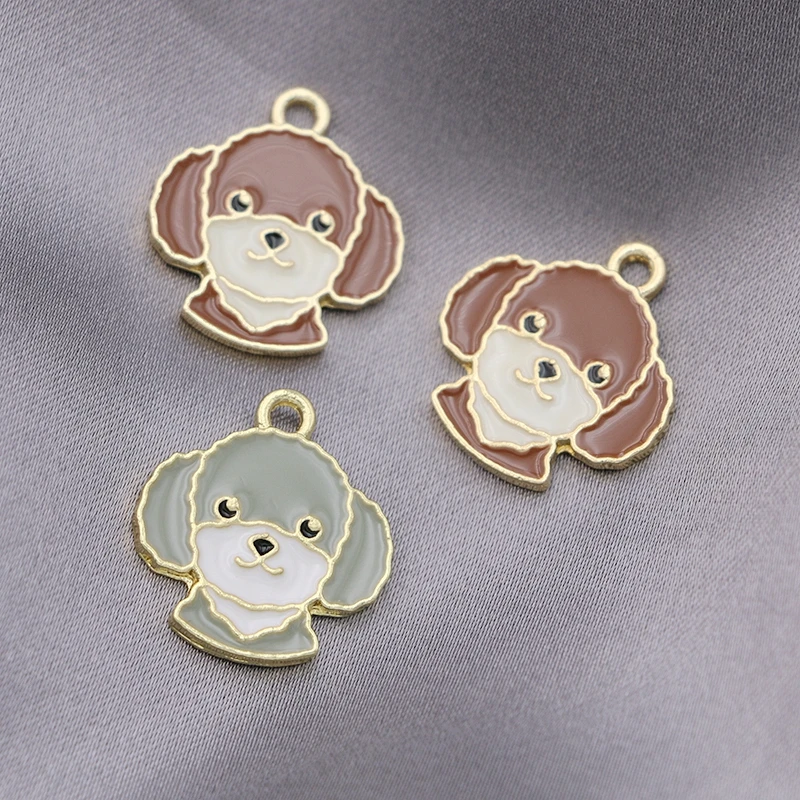 

5Pcs Gold Plated Enamel Dog Charm Pendant Jewelry DIY Making Bracelet Accessories Necklace Handmade 18x17mm
