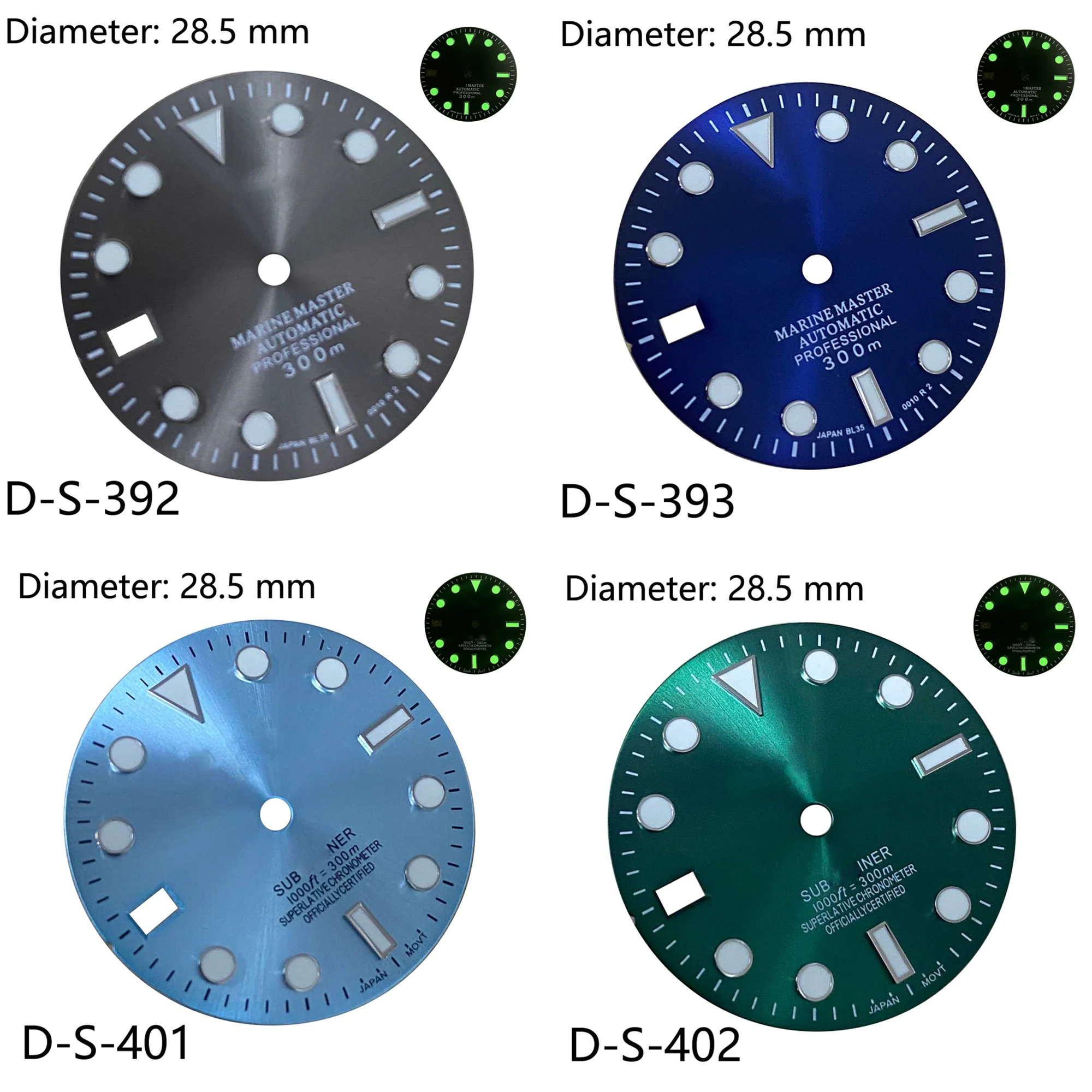 

28,5 мм регулируемый циферблат левой руки C3 светящийся циферблат NH35 циферблат подходит для механических часов NH35 аксессуары