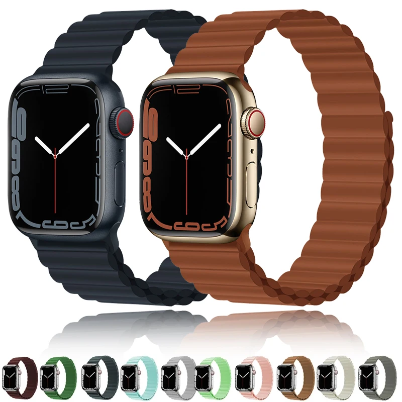 

Magnetic strap For Apple watch band 44mm 45mm 42mm 40mm 41mm 49mm Silicone watchband Bracelet correa iWatch series9 8 7 5 4 6 SE