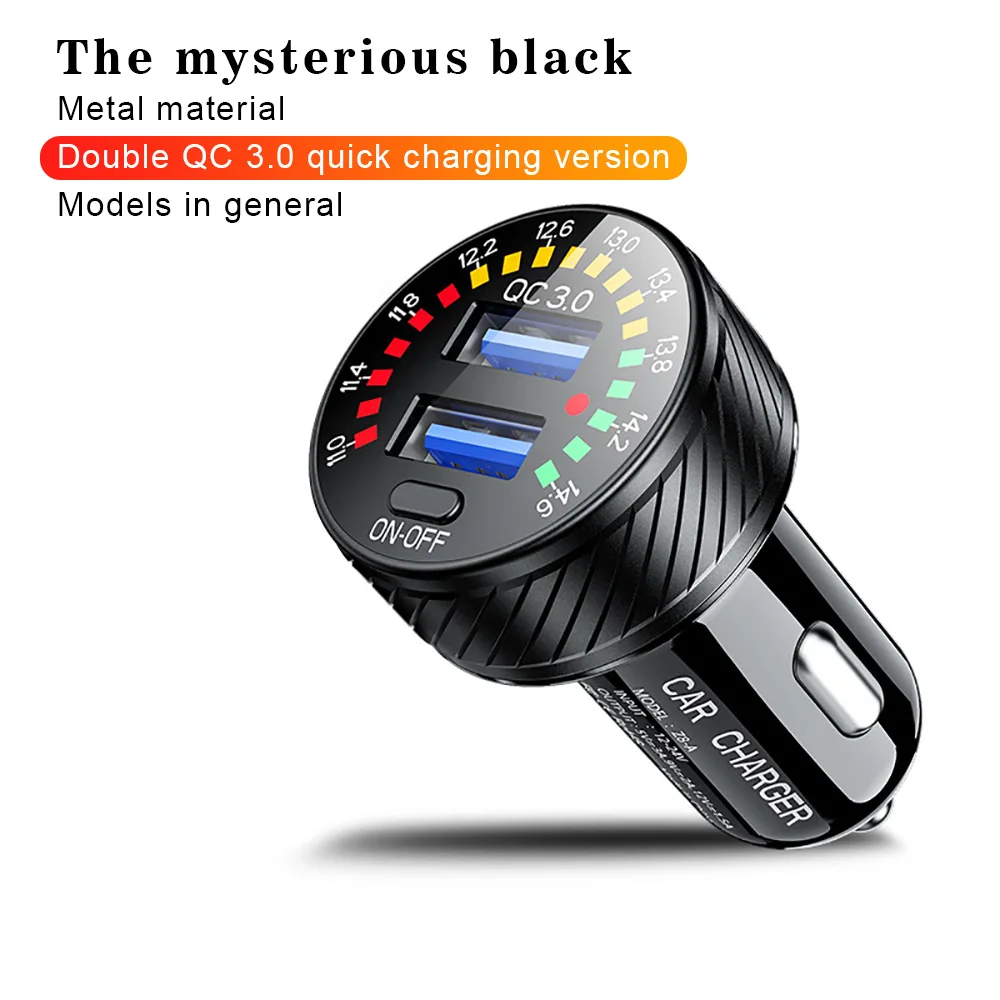 

QC3.0 Dual USB Car Charger Waterproof Socket With Voltmeter Scale Display Switch Marquee Light Car Adapter for 12V 24V Car Boat