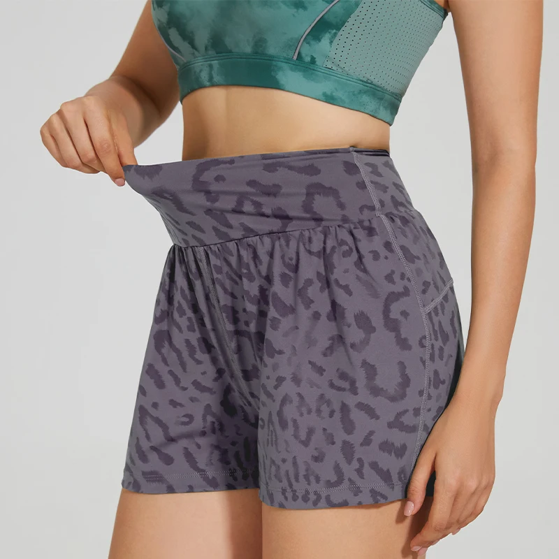 SEVENPALMS Women Yoga Shorts Running Jogging Print Gym Wear Mid-Waist Soft Sports Lady Clothing Sporty Fitness