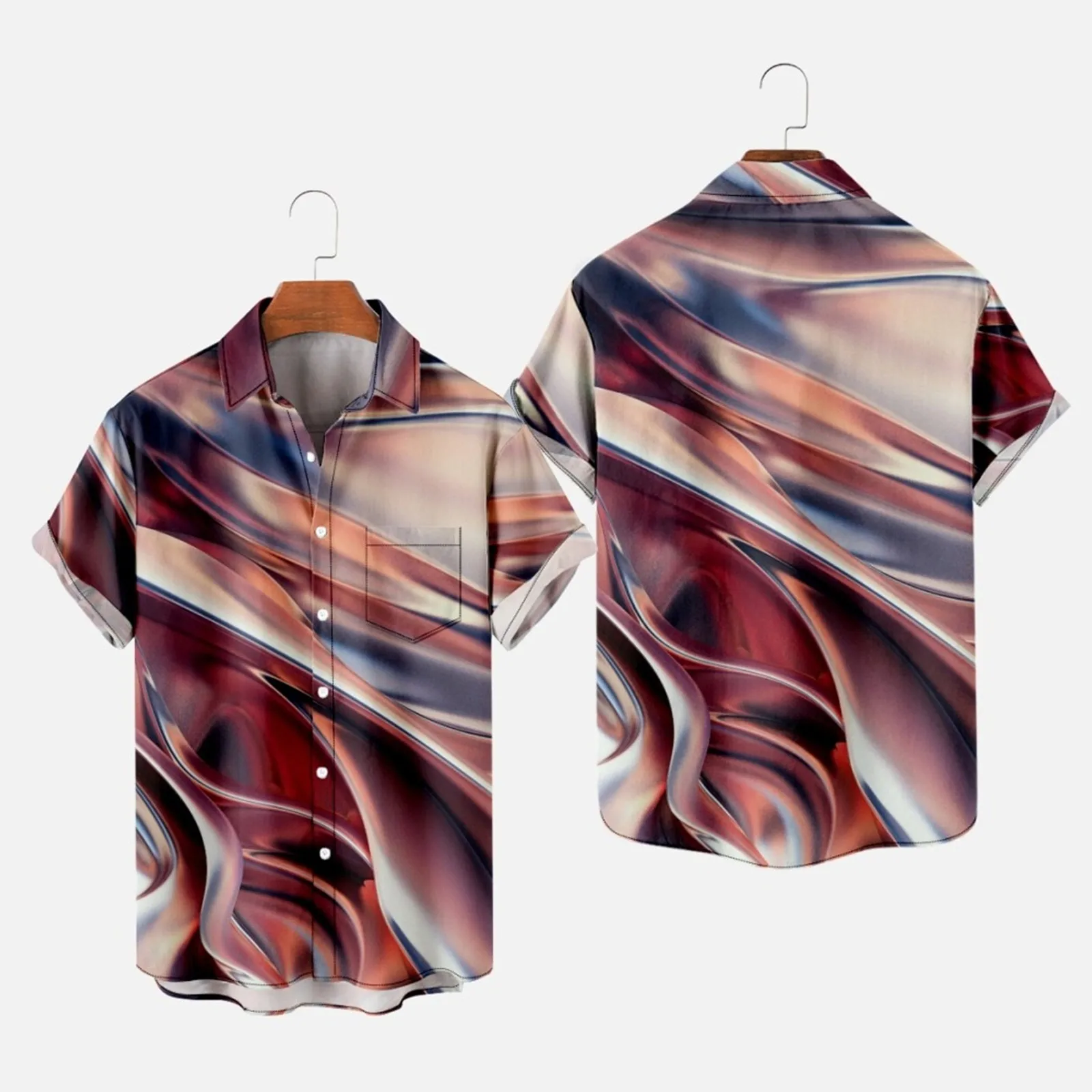 Мужская пляжная рубашка с коротким рукавом цветочным принтом |