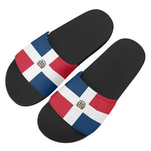 Unisex Non-slip Bathroom Slippers Dominican Republic Flag Print Summer Flat Sandals Couple Outdoor Soft EVA Slippers Footwear