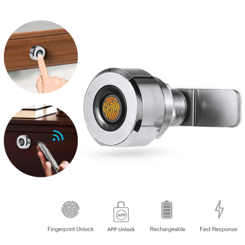 

Cabinet Lock Digital Fingerprint Lock Drawer Lock 100 Fingerprints Rechargeable Keyless Built-In Smart Cabinet Lock