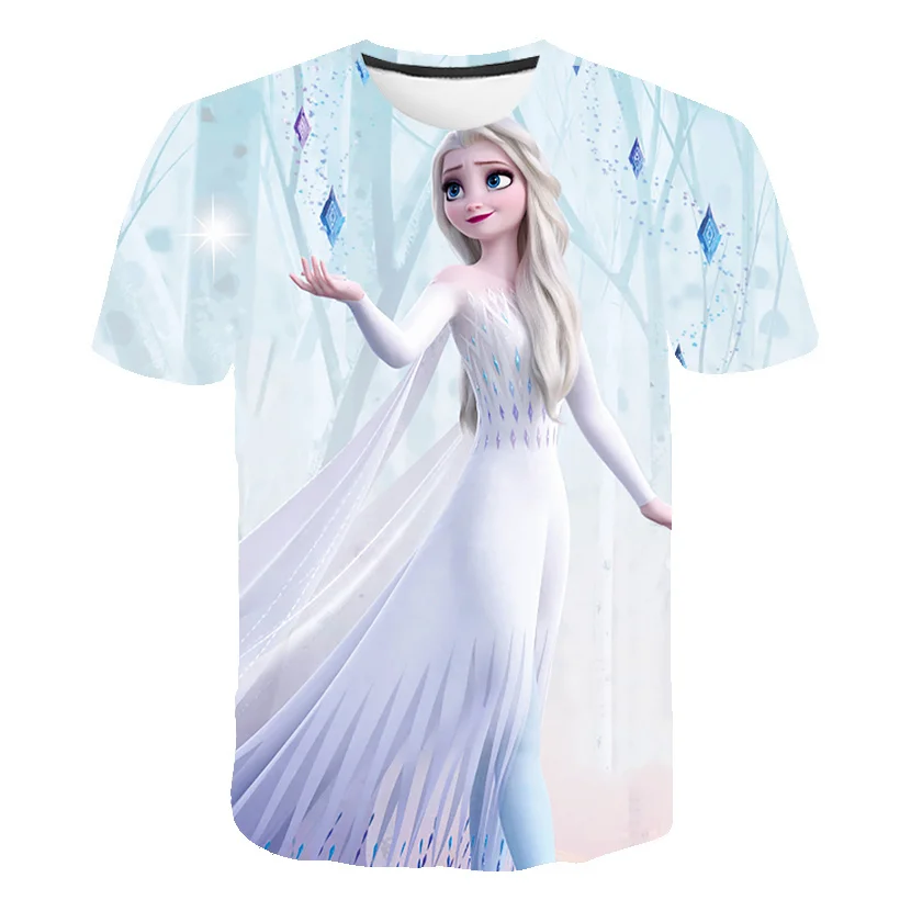 Футболка детская летняя с коротким рукавом и принтом Холодное сердце