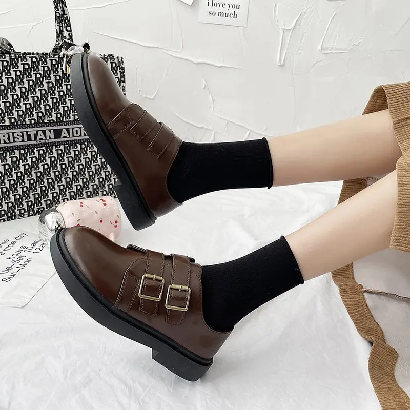 

Туфли женские на платформе Лолита, с двойной пряжкой, Размеры 35-43