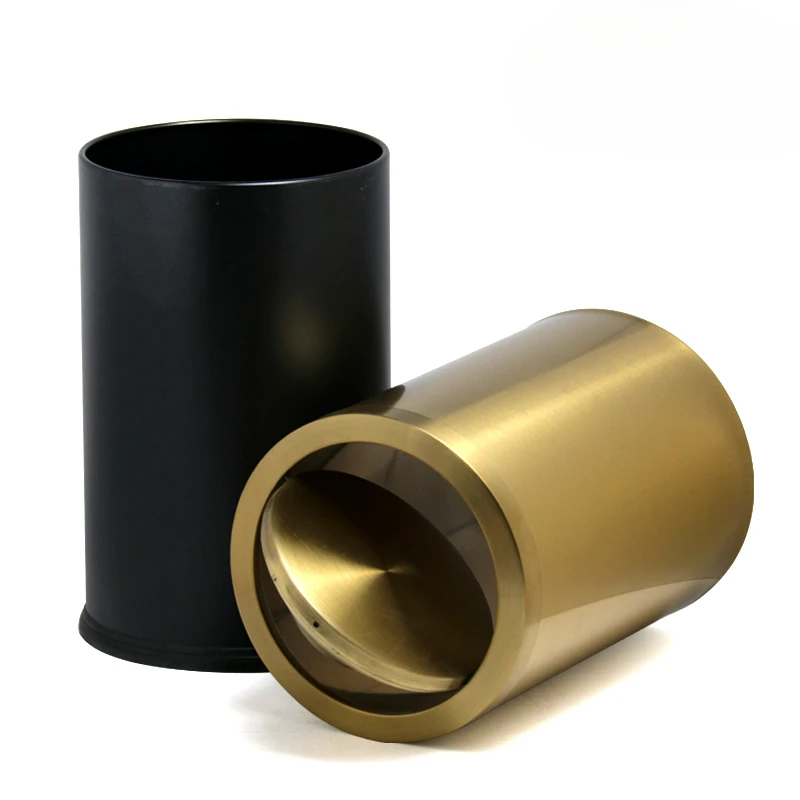 Мусорная корзина из нержавеющей стали 304 Золотая мусорная для спальни ванной