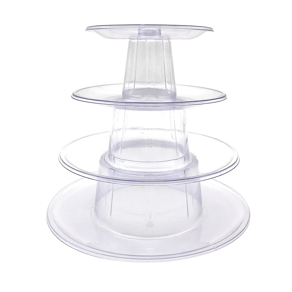 

4 Tiers PVC Display Rack Bakeware Reusable Kitchen Stackable Party Transparent Decorative Easy Install Macaron Cake Stand Holder