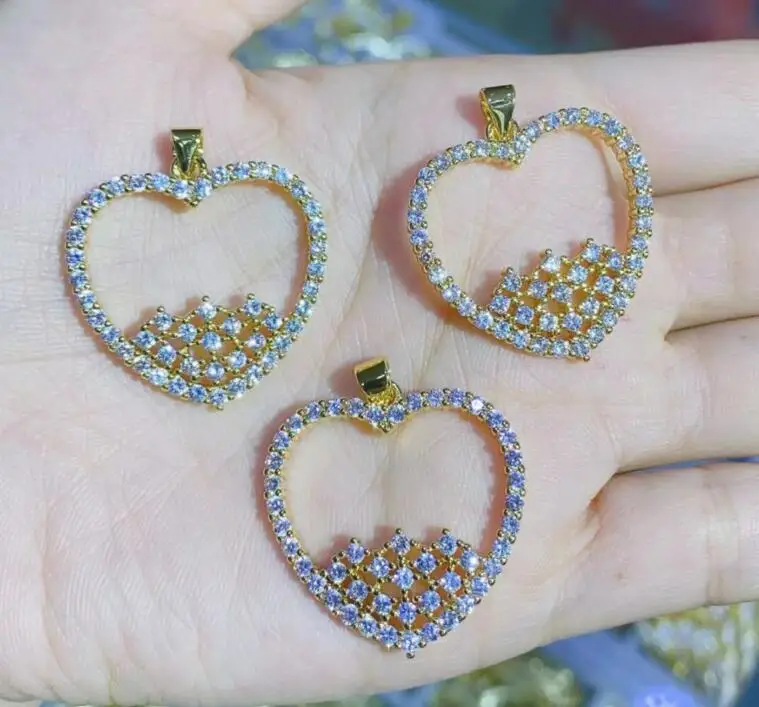 

2 шт./лот золотой кулон в форме сердца для женщин и девушек Позолоченный Кулон CZ паве оптовая вечерние ювелирных изделий на день рождения s4fd ...