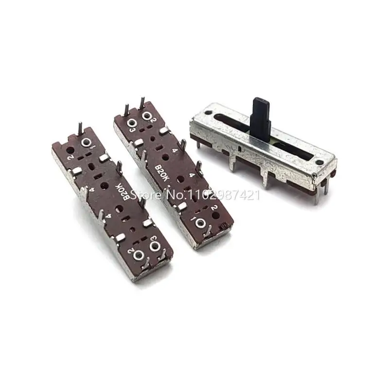 

2 шт., 35 мм, прямой скользящий двухтактный одиночный потенциометр B20K B50K, смеситель, скользящий фейдер, 3,5 см, длина ручки 10 мм, 3 фута