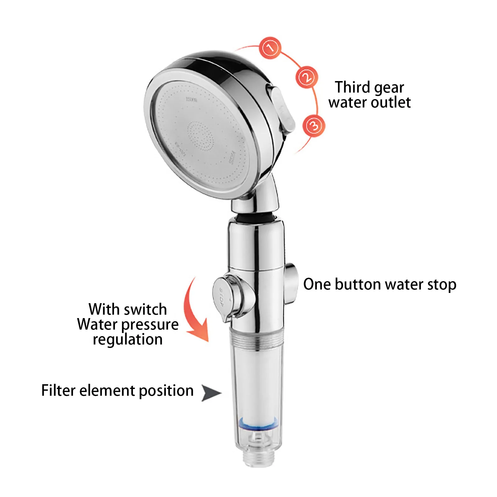 Ручная Лейка для душа высокого давления 3 мощных насадки кронштейн подачи воды с