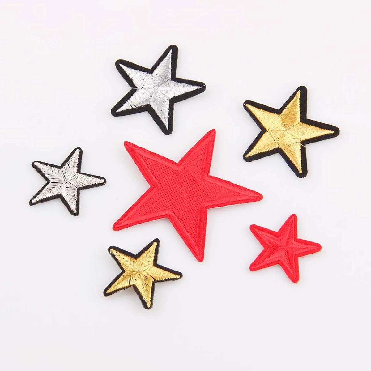 

1Pcs Star Embroidered Patches Sew Iron on Clothing Red/White/Yellow Stickers Clothes for Clothes Appliques Craft Sticker Stripes