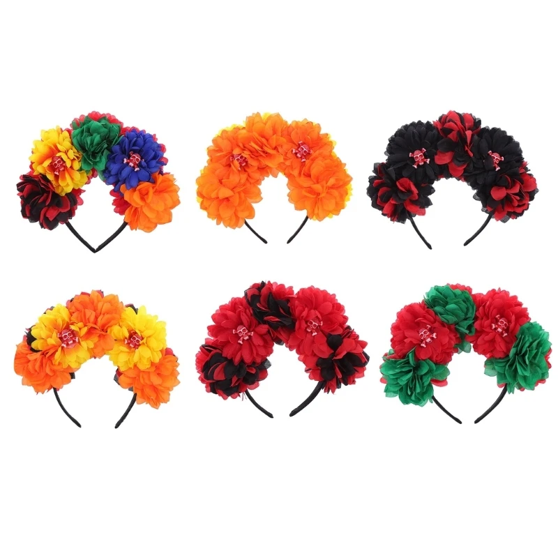 

Fairy Halloween Skull Headband with Black Rose Party Wear Gift for Boys Girls