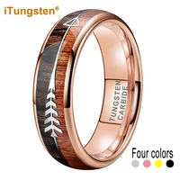 itungsten 6mm tungsten carbide ring for men women engagement wedding band fashion jewelry arrow koa wood inlay comfort fit