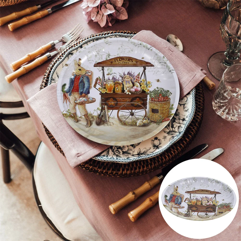 

4Pcs Multi-function Snack Storage Plates Easter Candy Plate Iron Fruit Storage Tray