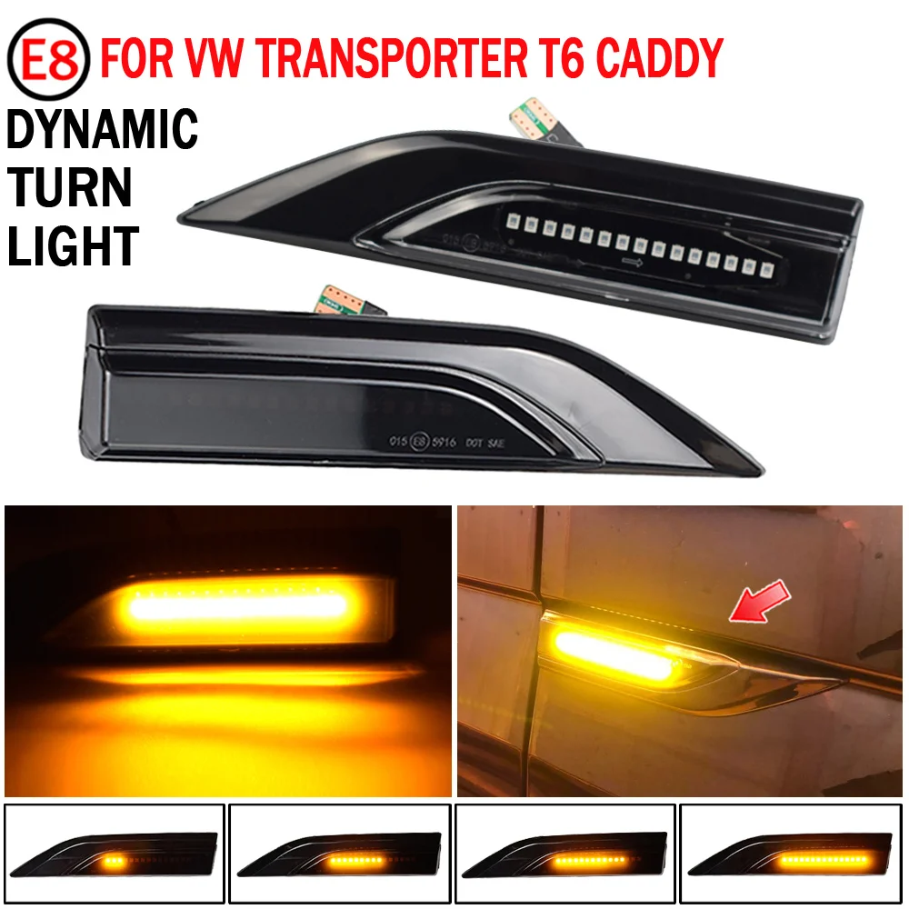 

2PCS Dynamic Blinker Indicator Side Marker Turn Signal Light for VW Transporter T5 T6 Multivan Caddy LED Sequential Lamp