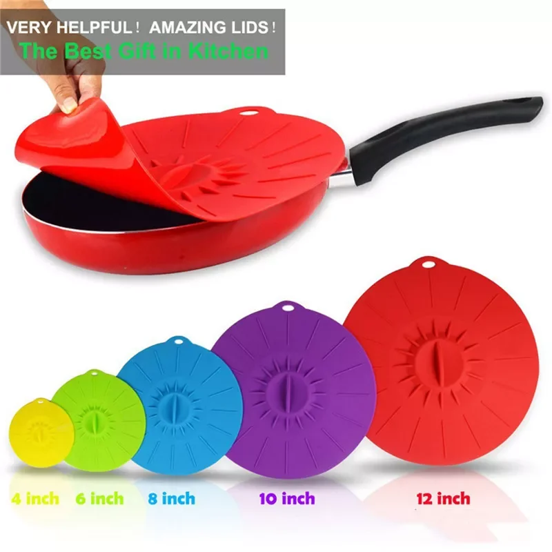 

NEW Set of 5 Silicone Microwave Bowl Cover Food Wrap Bowl Pot Lid Food Fresh Cover Pan Lid Stopper Bowl Covers Cooking Kitchen T