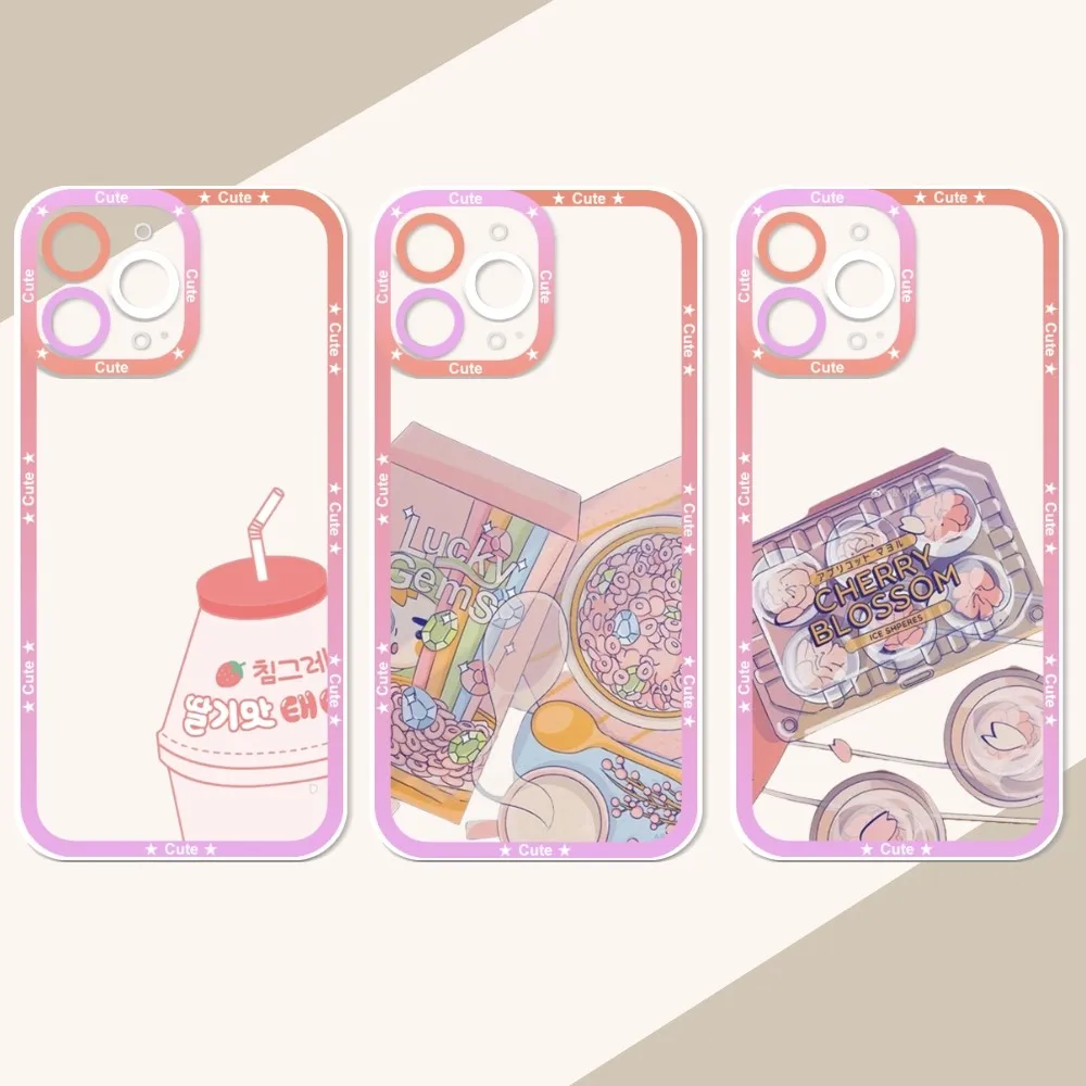 

Japanese Food Cherry Blossoms Drink Art Phone Case For IPhone 12 11 13 14 Pro Max XR XS Max X SE2020 7 8 Plus Case