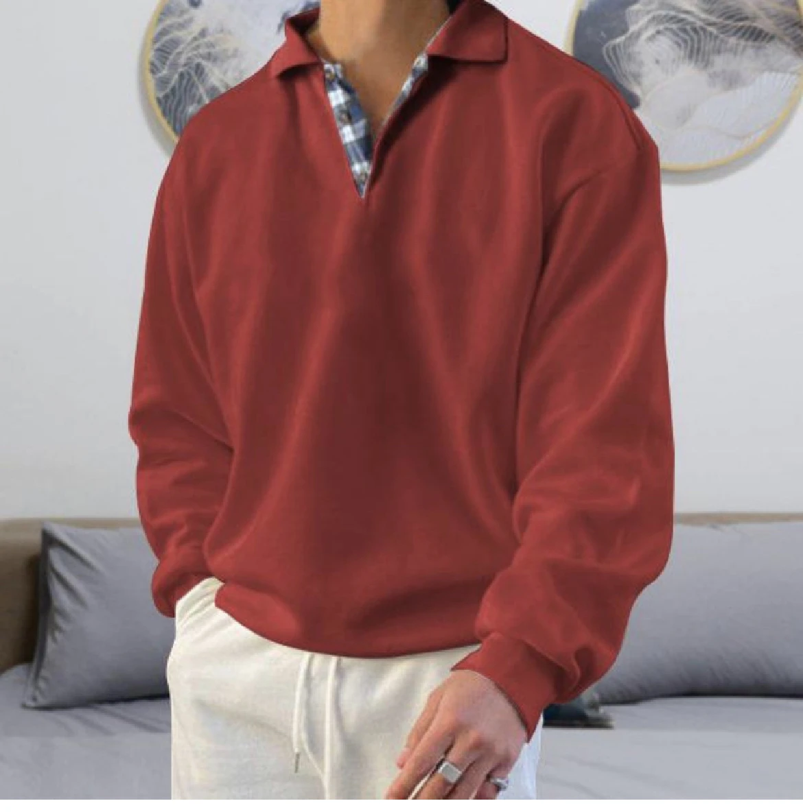 Mattswag 2022 Mens Solid Color Pullover Shirts Coats Autumn Winter Warm Fashion Sports Men's Shirts Casual Loose Men's Clothing