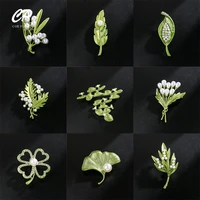 retro forest plant brooch leaves green literary pin fashion sweater clothing coat fixed accessories