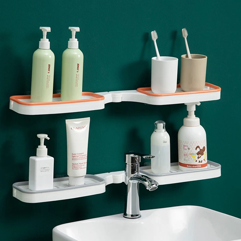 

Bathroom Drain Rack Punch-free Kitchen Revolving Shelves Wall-mounted Toilet Washstand Storage Rack Shower Organizer