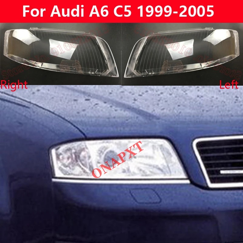

Front Headlamps headlights glass lamp shell transparent Lens cover For Audi A6 C5 1999-2005