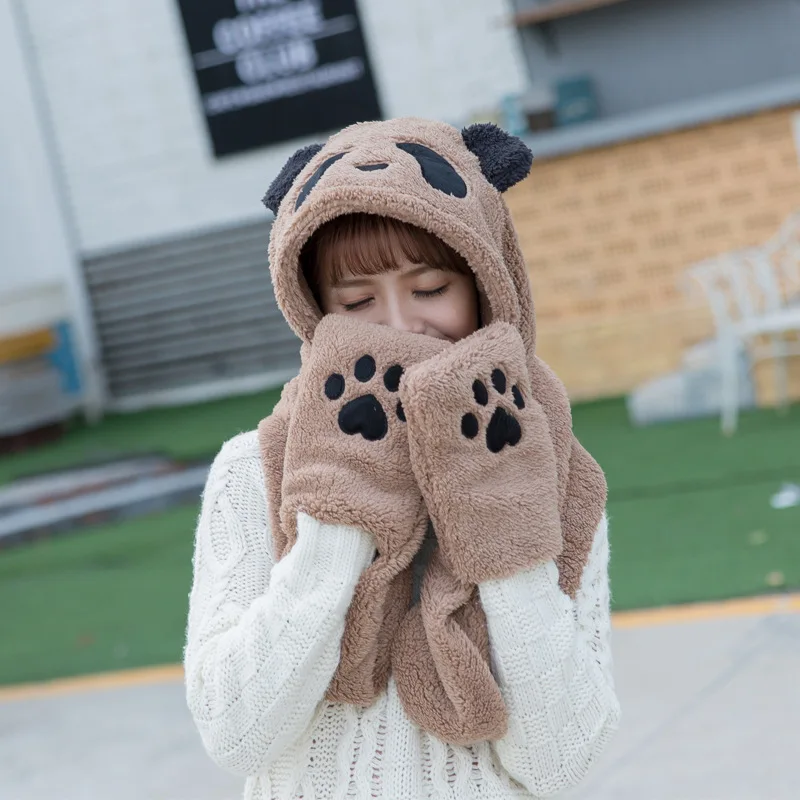 

Модная шапка, шарф, перчатки, костюм-тройка, женский зимний шарф, очень милый, милый, Детская плотная теплая шапка