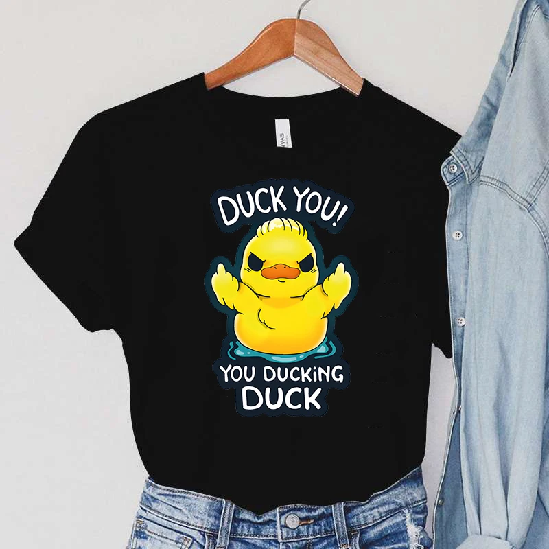 

Women's T-Shirts Cartoon DUCK Animals Clothing DUCK YOU! YOU DUCKING DUCK Print Vintage Women TShirts Anger DUCK Female T-Shirts