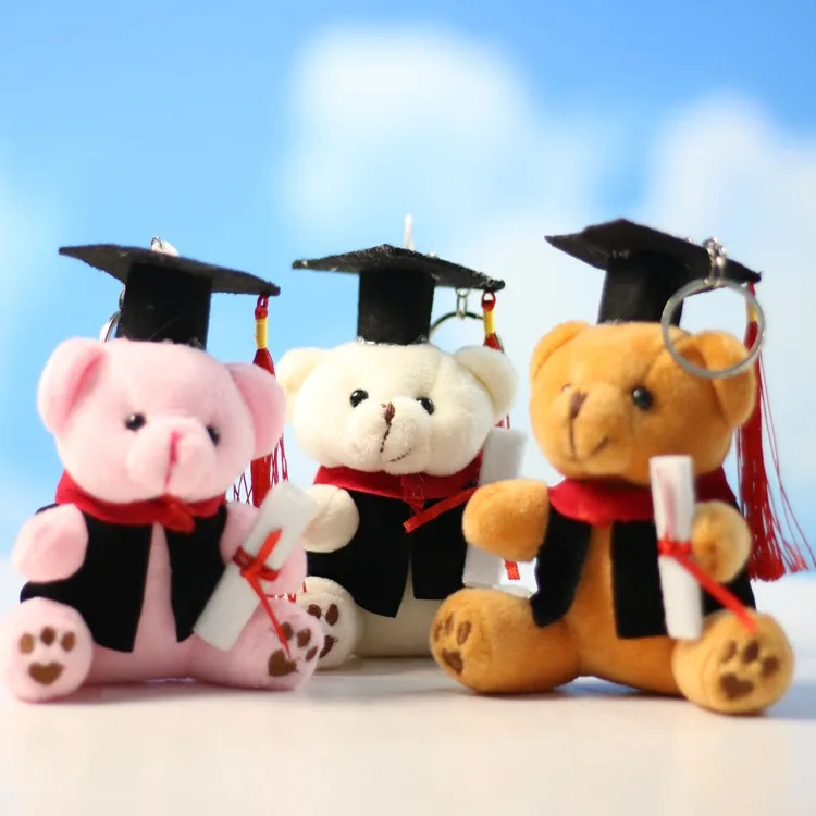 

12CM Graduation Gift Teddy Bear Dr Bear Mini Keyring Decoration Soft Stuff Plush Gifts Souvenir Stuffed Teddy Bear Plush Keyring