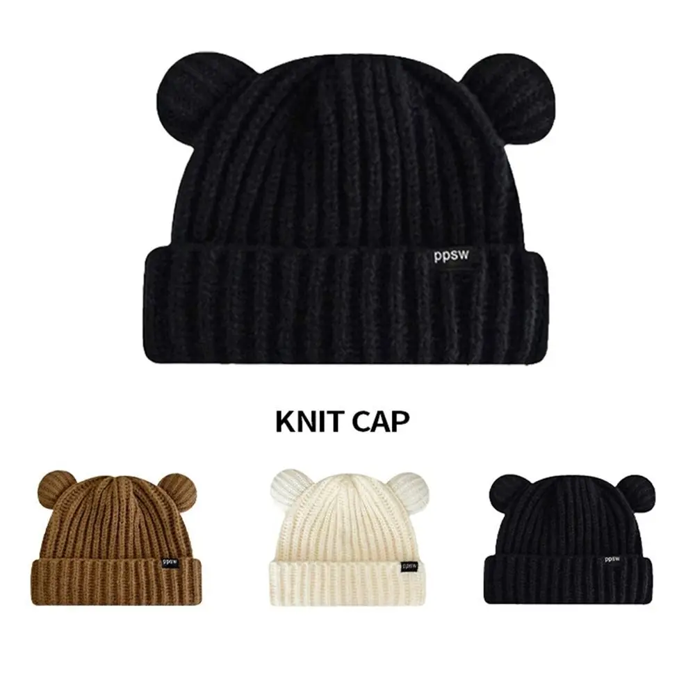 

Fashion Bear Ear Cute Warm Knitted Wool Hat Knitted Hat Cold Cap