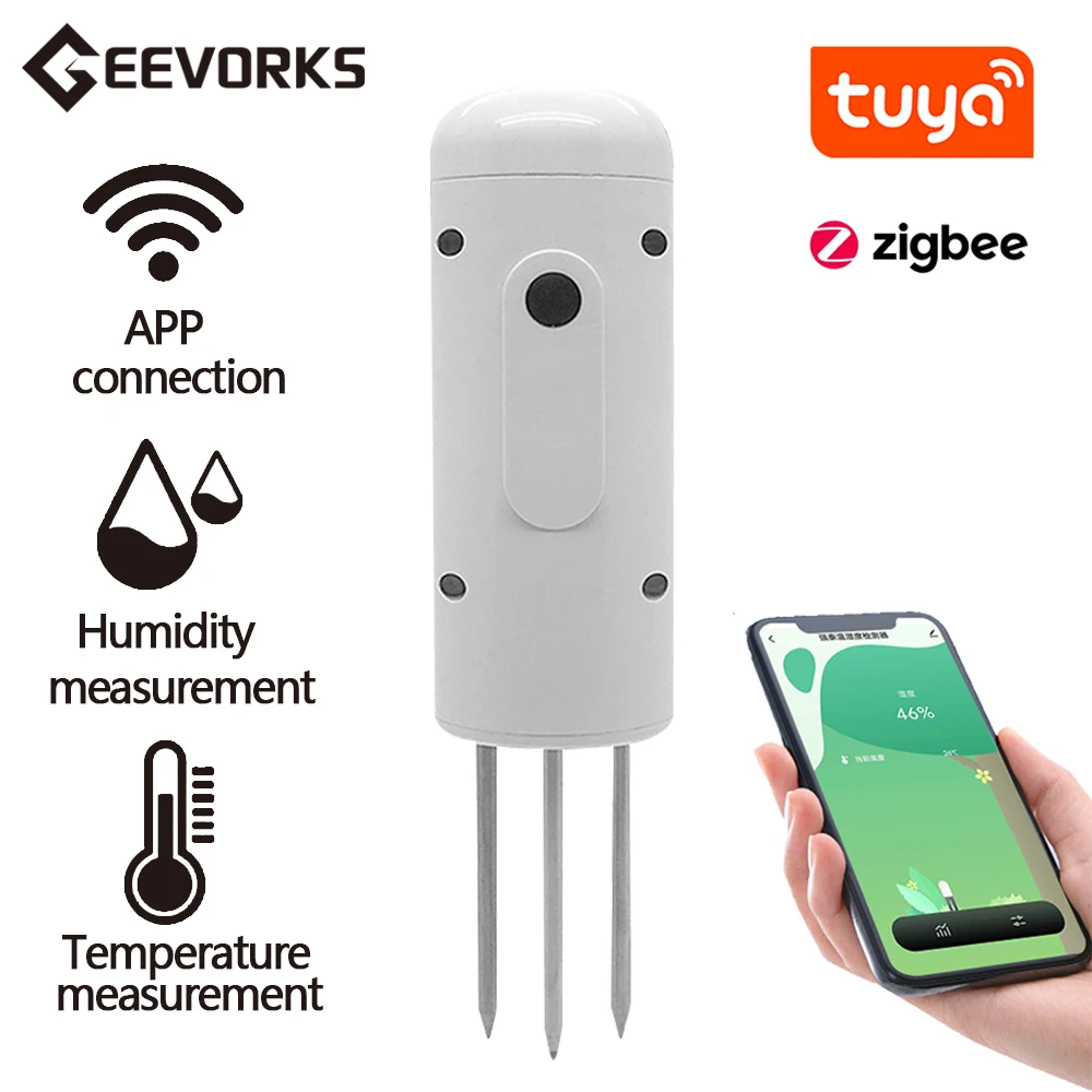 

Tuya Zigbee Wireless Soil Moisture Meter Intelligent Temperature Humidity Tester Mobilephone APP Real Time Monitor