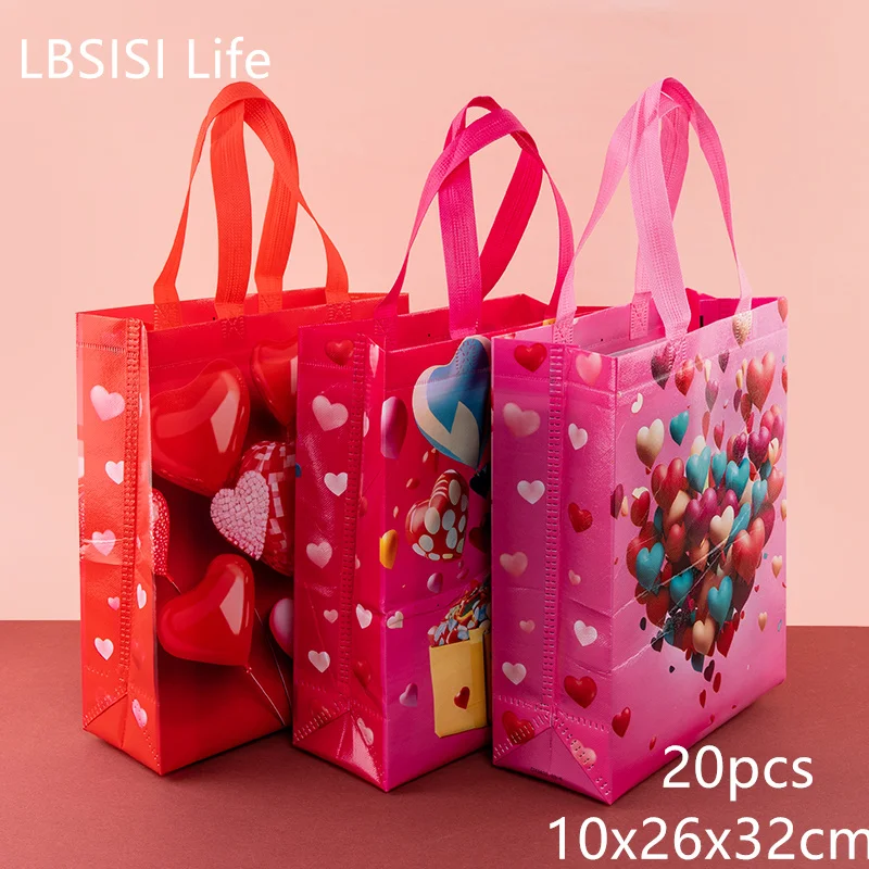

LBSISI Life-Non-wove Packaging Bag Valentine's Day Gift Decoration Supplies Bridesmaid Mother Father Kid Birthday Party 20Pcs