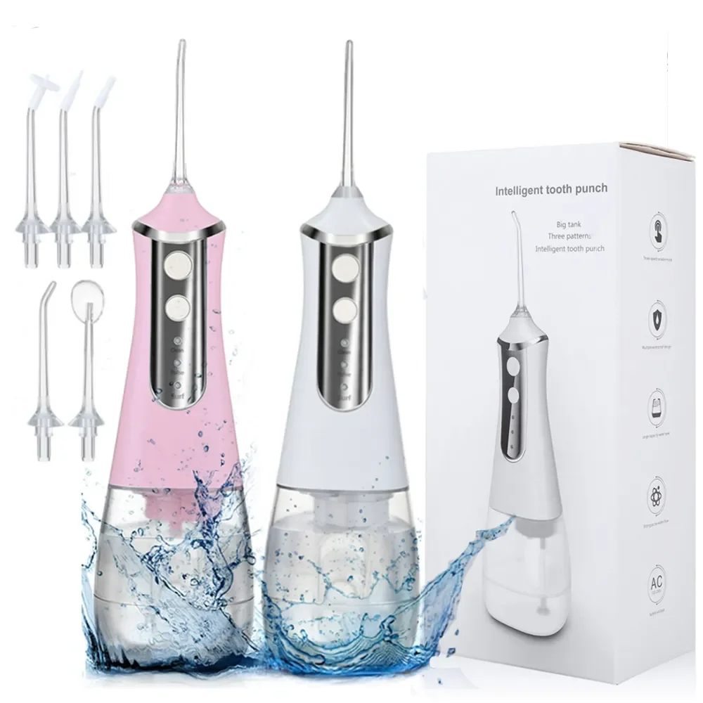 

Oral Care Irrigator Dental Water Flosser whitener 3Modes Rechargeable teeth whitening 5Nozzle Water Jet Tank Teeth Cleaner