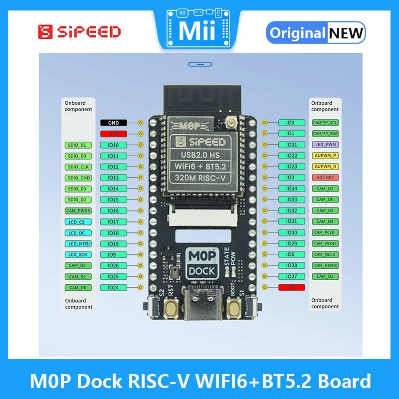 Sipeed M0P Dock BL618 TinyML RISC-V WIFI6 BT5.2 BLE Модульная плата