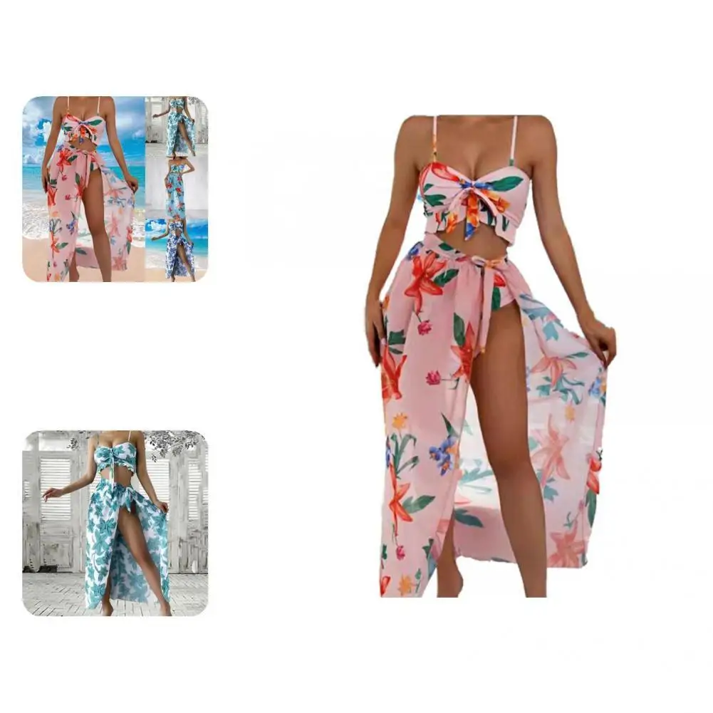 

Popular Women Swimwear Colorful Spaghetti Strap Three-piece Women Swimsuit Women Swimsuit Bikini Set 3Pcs/Set