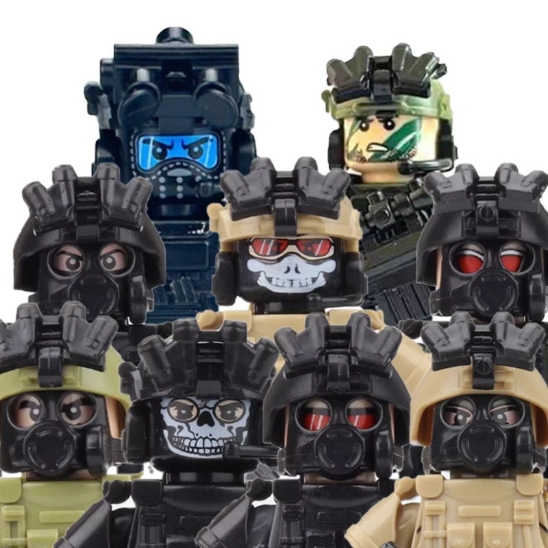

City Military Police Figures Building Blocks WW2 Soldiers Special Force Army Helmet Armour Weapons SWAT Infantry Bricks Toy Gift