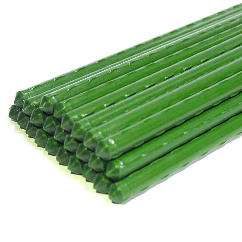 

25 Pack Garden Stakes Metal Plastic Coated Plant Cage Supports Climbing for Tomatoes Trees Cucumber Fences Beans 40cm