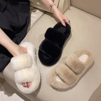 fluffy slippers womens outer wear thick bottom niche design 2022 new autumn and winter all match home cotton slippers sandals