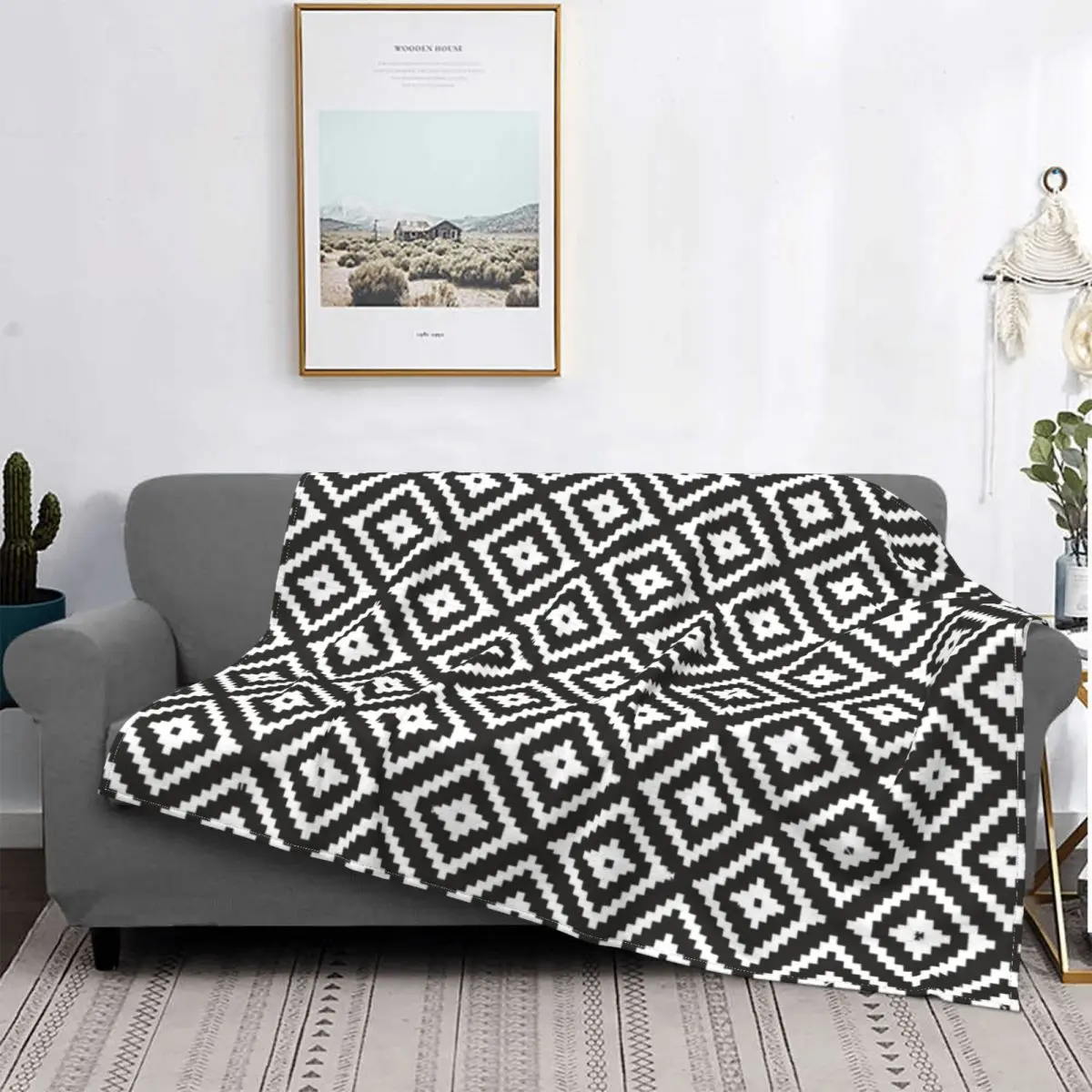 Bohemian Aztec Southwest Wool Blanket Western Mixed Funny Throw Blanket for Home 200x150cm Bedspreads