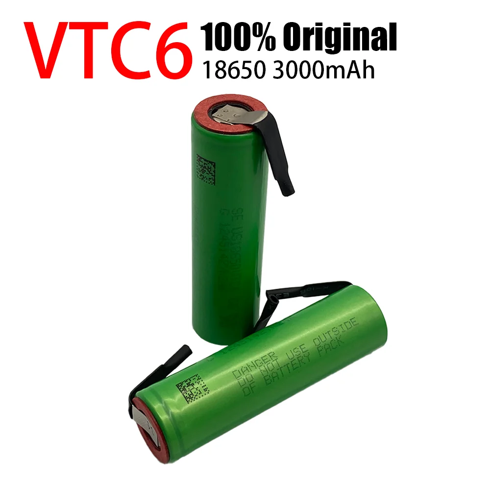 C6 3 7 V 3000mAh 18650 литий-ионная аккумуляторная батарея VTC6 батареи + DIY никелевые листы -