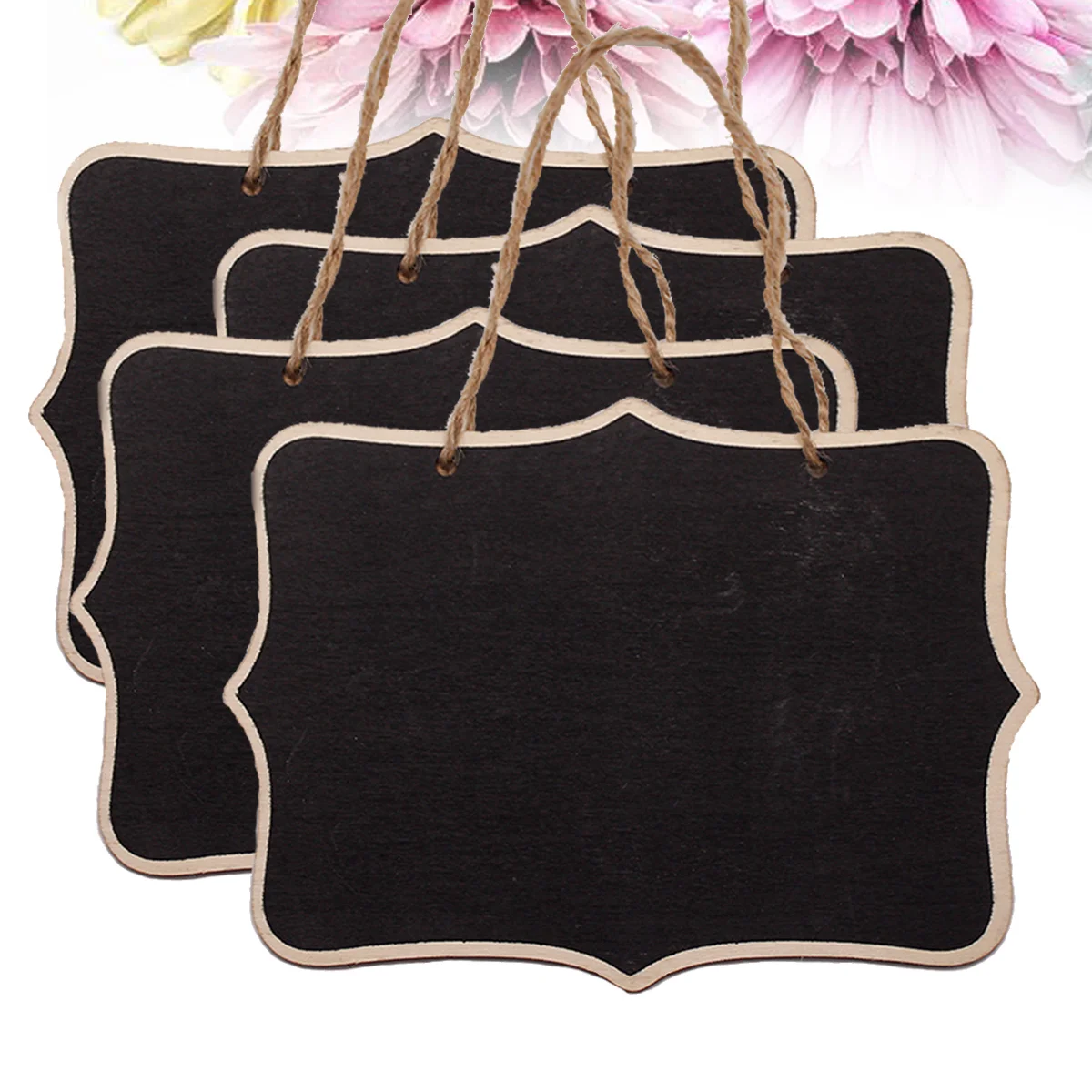 

4 PCS Wooden Wedding Decoration Message Board Sign Bamboo Hanging Mini Chalkboards