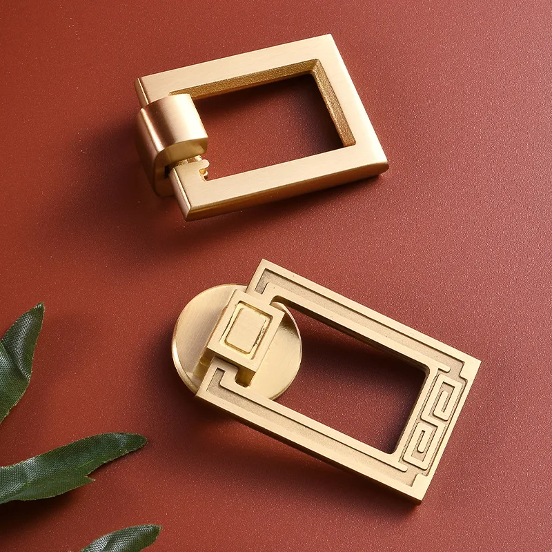 Купи New Chinese Brass Gold Furniture Full Copper Ring Pendant Handle Door Knob Pure Copper Hanging Ring Chest Door Door Handle за 250 рублей в магазине AliExpress