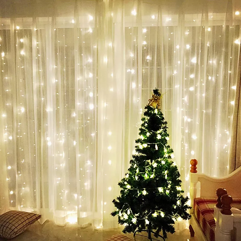 Lights Icicle Waterfall Garland Fairy String Curtain Lights Outdoor Party Christmas Decorations for Home Garland Led