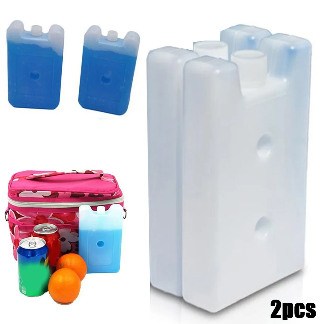 

2Pcs Plastic Gel Freezer Ice Blocks For Picnic Travel Lunch Reusable Cool Cooler Pack Bag Water Injection Box Fresh Food Storage